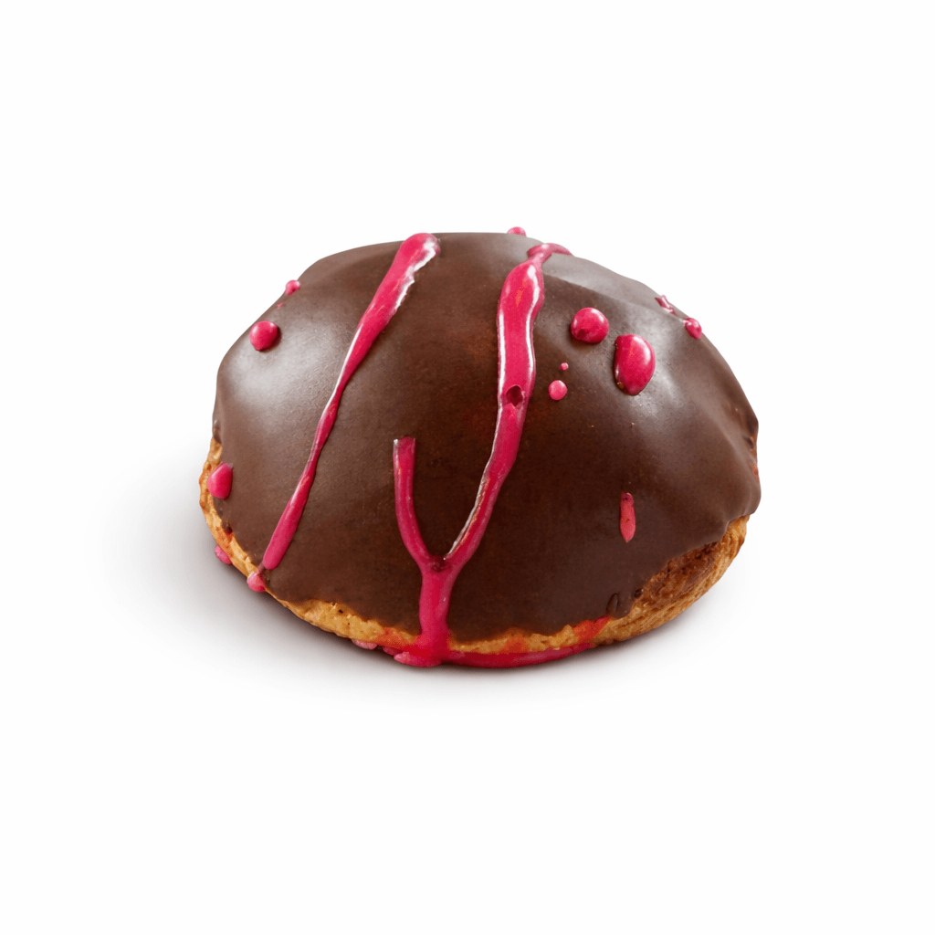 Chokladbiskvi med hallondropp